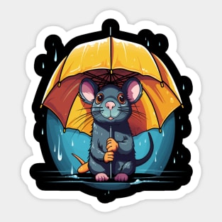 Rat Rainy Day With Umbrella Sticker